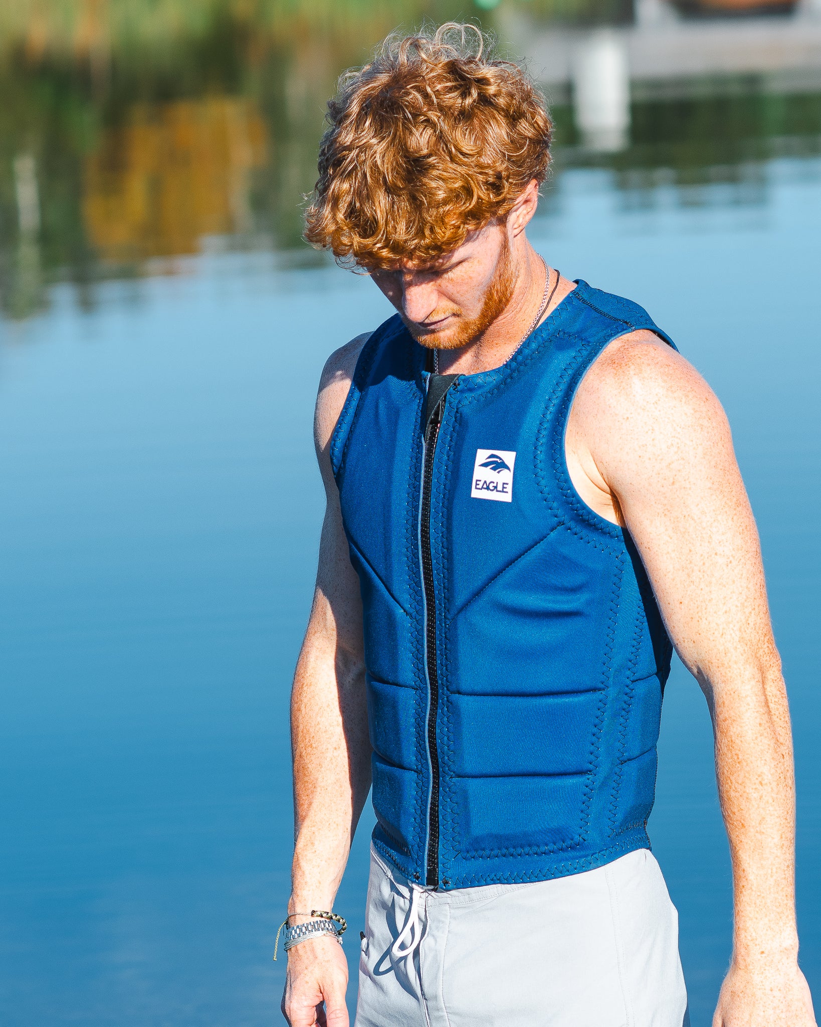 Eagle Mens Solid Impact Waterski, Wakeboard, Wakesurf Competion Vest - Navy - Front