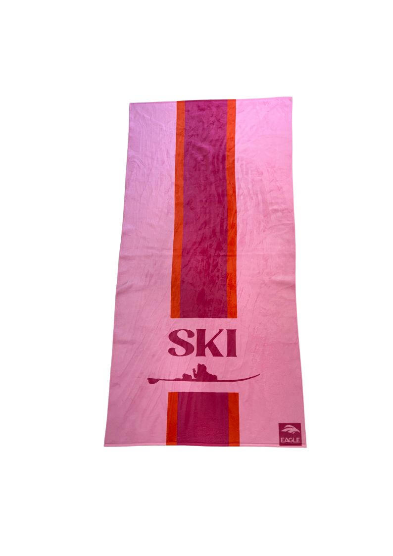 SKI Towel - Pink and Orange Stripe
