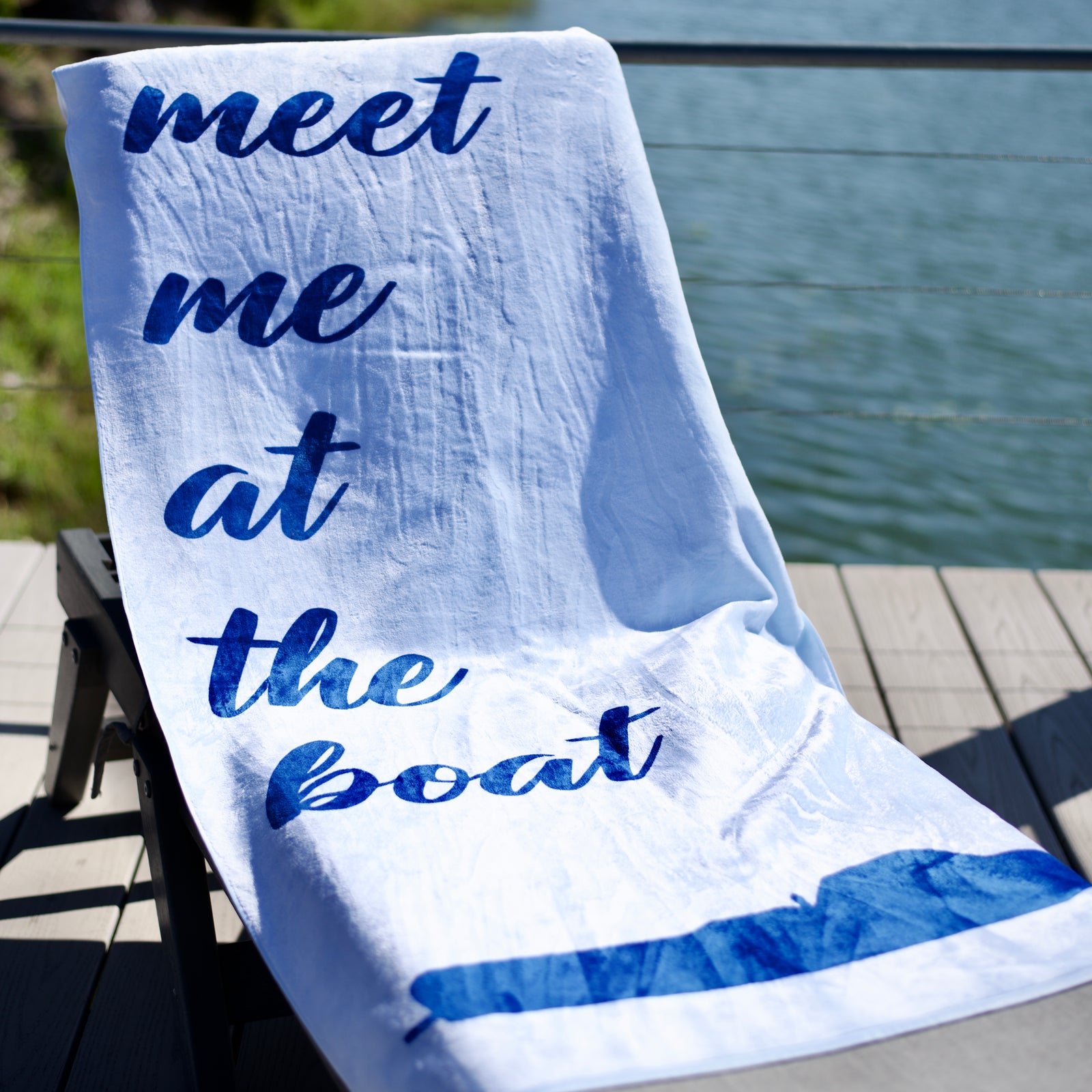 "Meet Me At The Boat" Towel - Blue/Navy