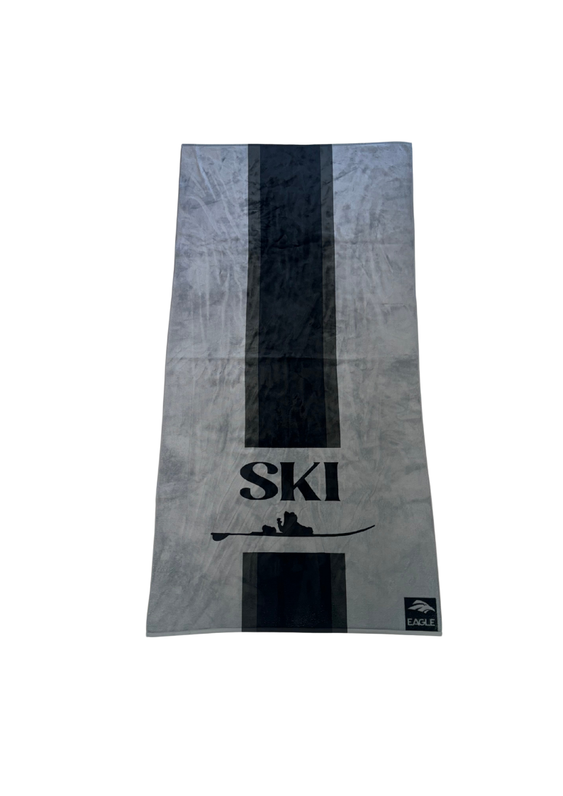 SKI Towel - Black and Grey Stripe