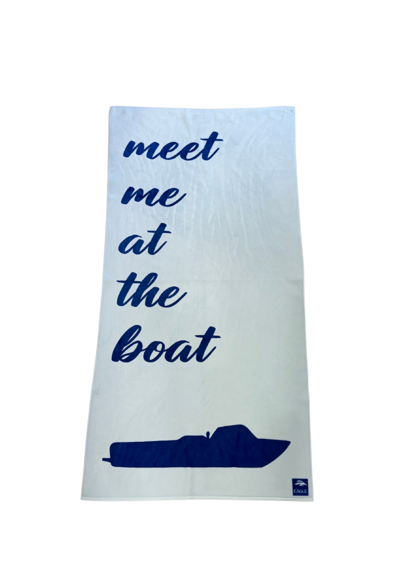 "Meet Me At The Boat" Towel - Blue/Navy