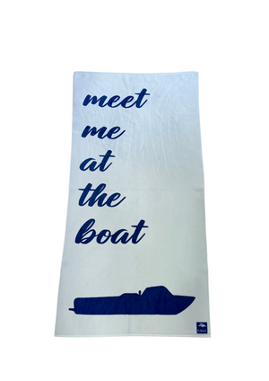 "Meet Me At The Boat" Towel - Blue/Navy