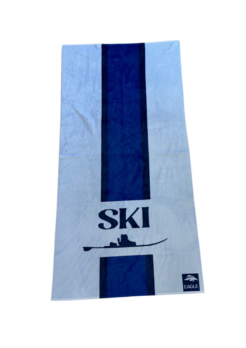 SKI Towel - Light Blue and Navy Stripe