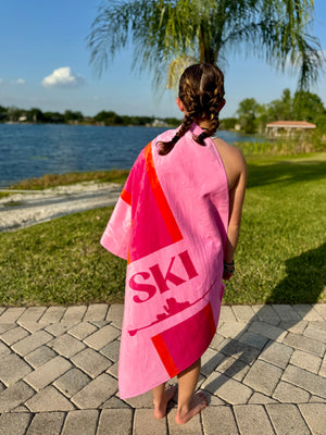 SKI Towel - Pink and Orange Stripe