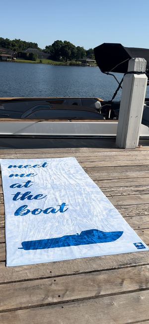 "Meet Me At The Boat" Towel - Blue/Navy