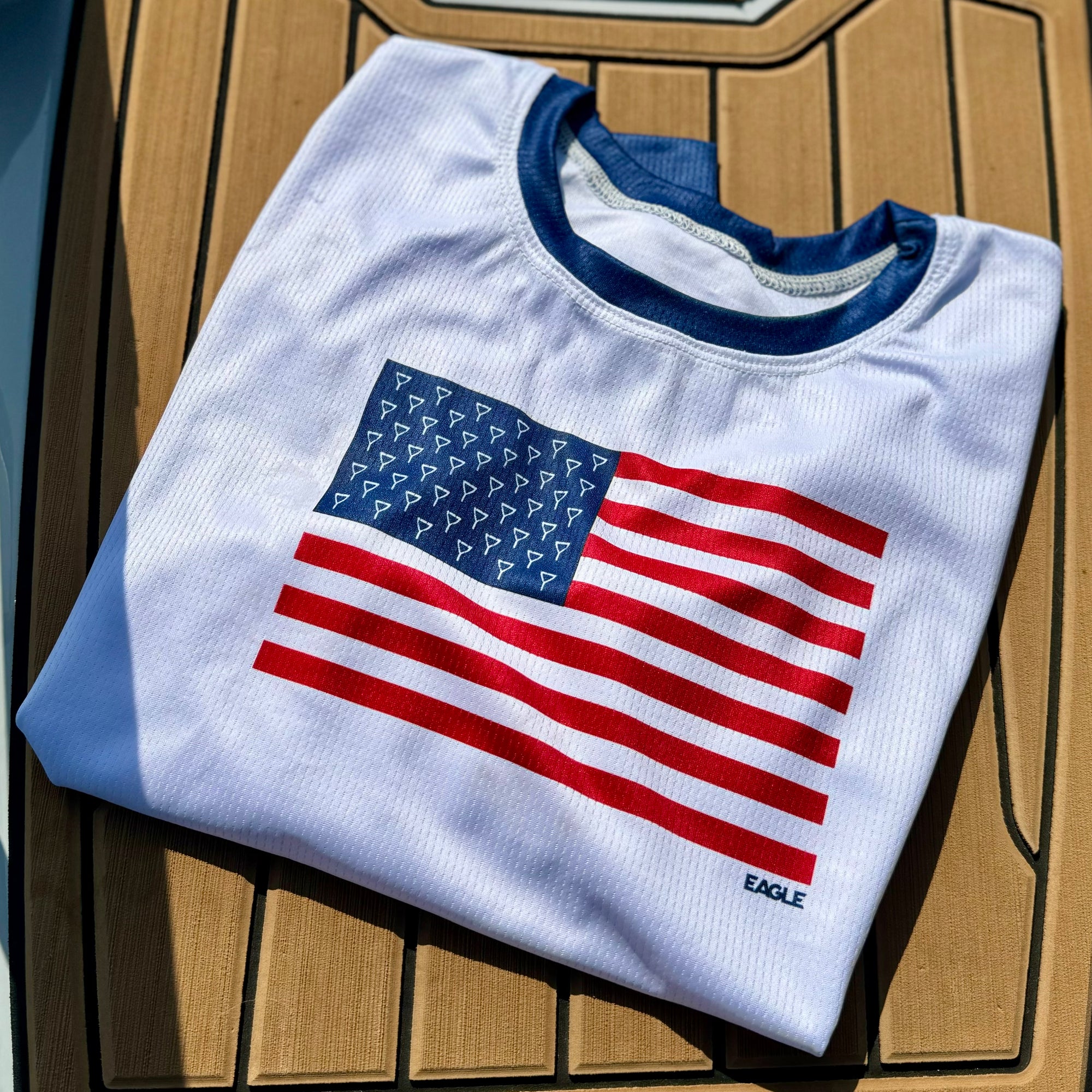 Eagle Cool-Plus Crewneck Sun Shirt- USA Flag