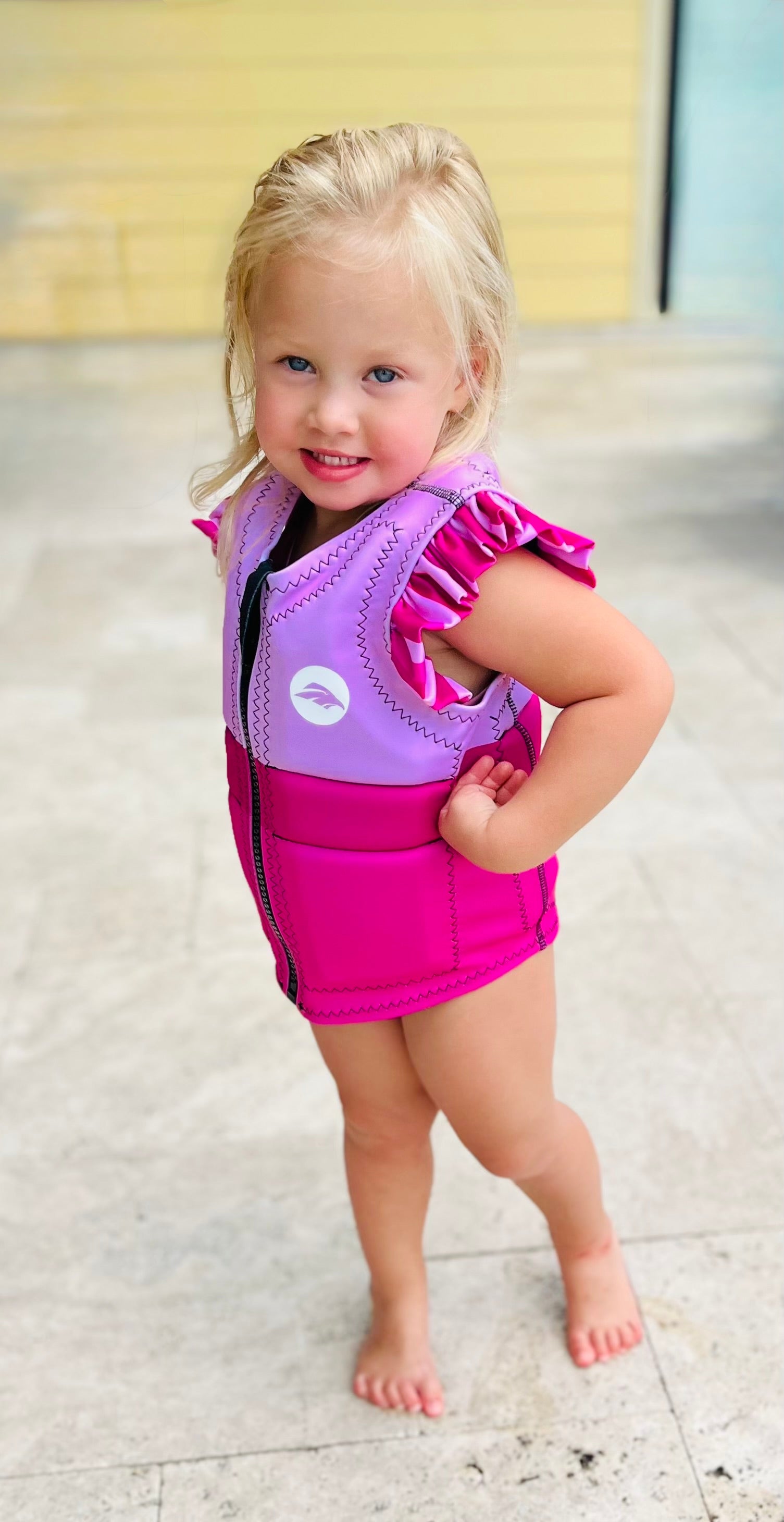 Tri Color Girls Vest- Pink