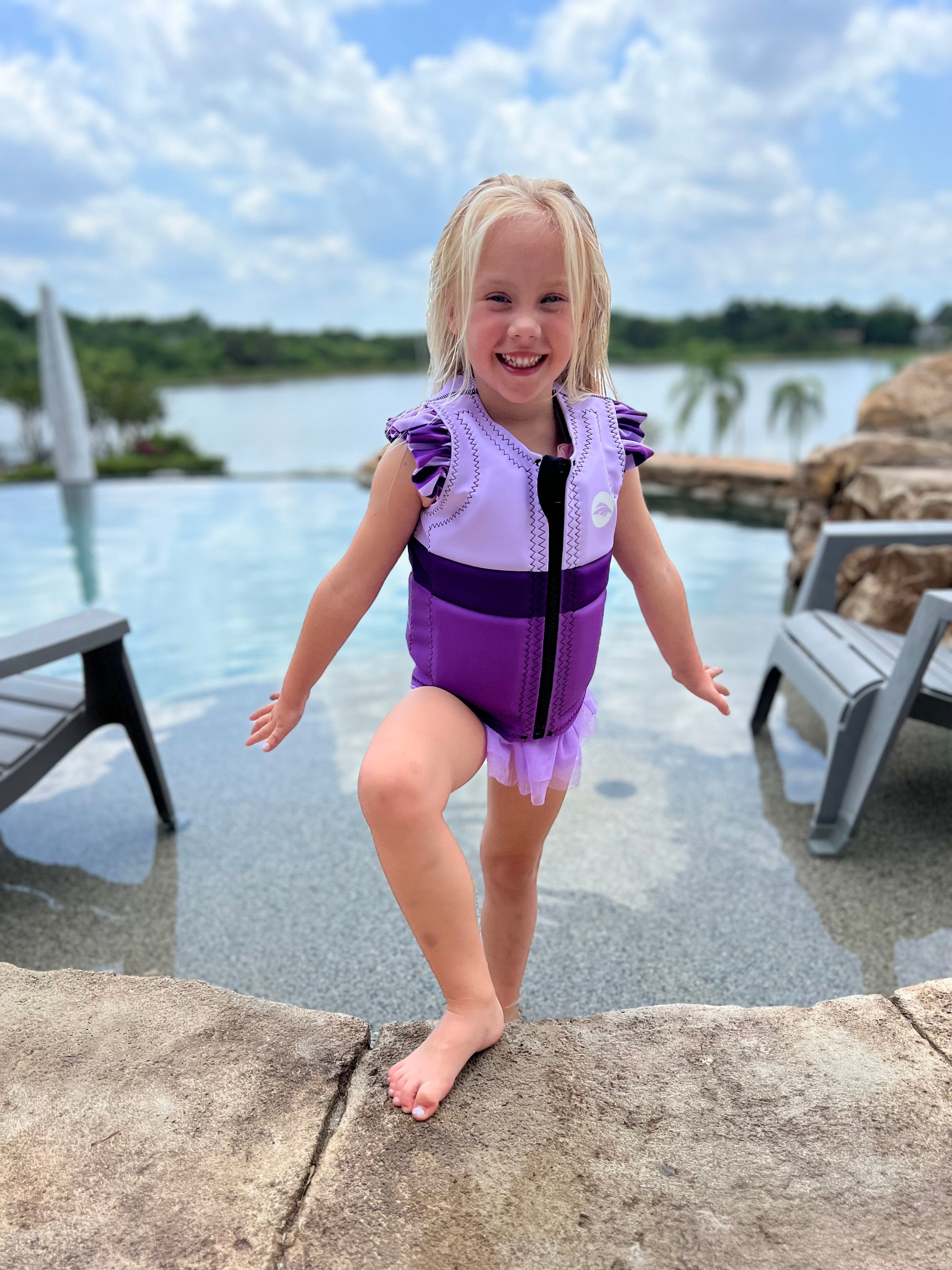Tri Color Girls Vest- Purple