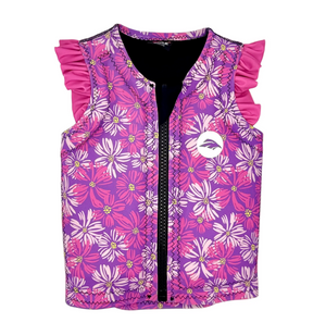 2025 Eagle Girls' Floral Ruffle Swim Vest – Pink/Purple