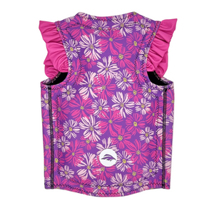 2025 Eagle Girls' Floral Ruffle Swim Vest – Pink/Purple