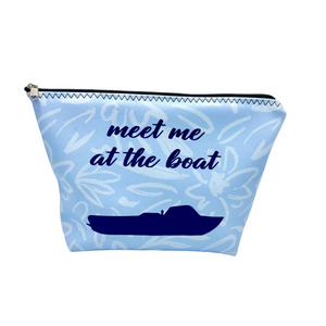 Meet Me at the Boat Zipper Pouch- Blue/Navy